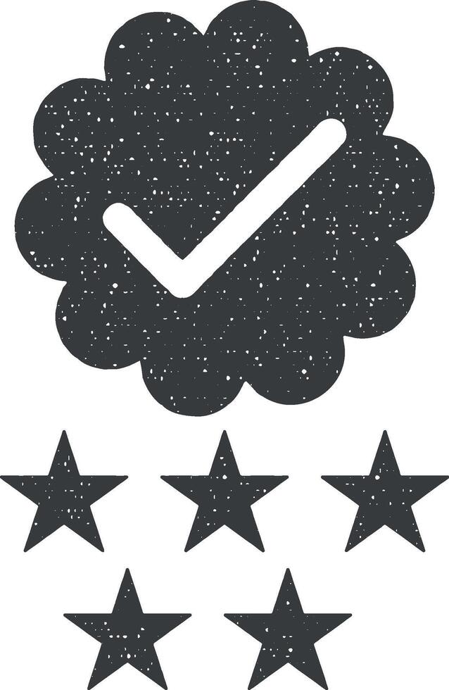 check, star, business vector icon illustration with stamp effect