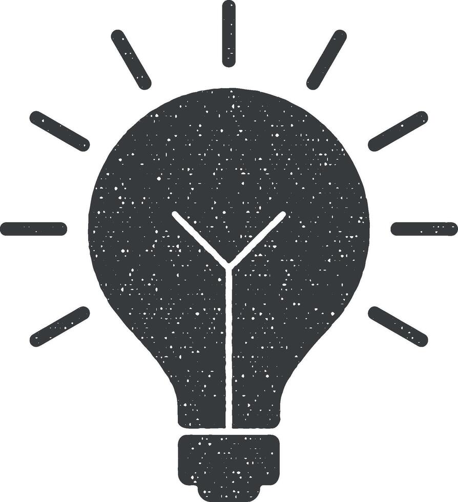 creative idea, bulb, light vector icon illustration with stamp effect