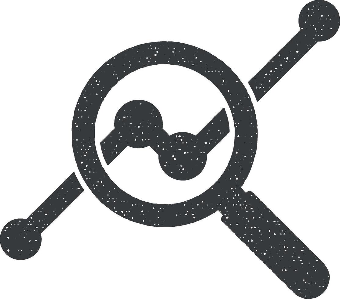 magnifier, statistics, business, search vector icon illustration with stamp effect