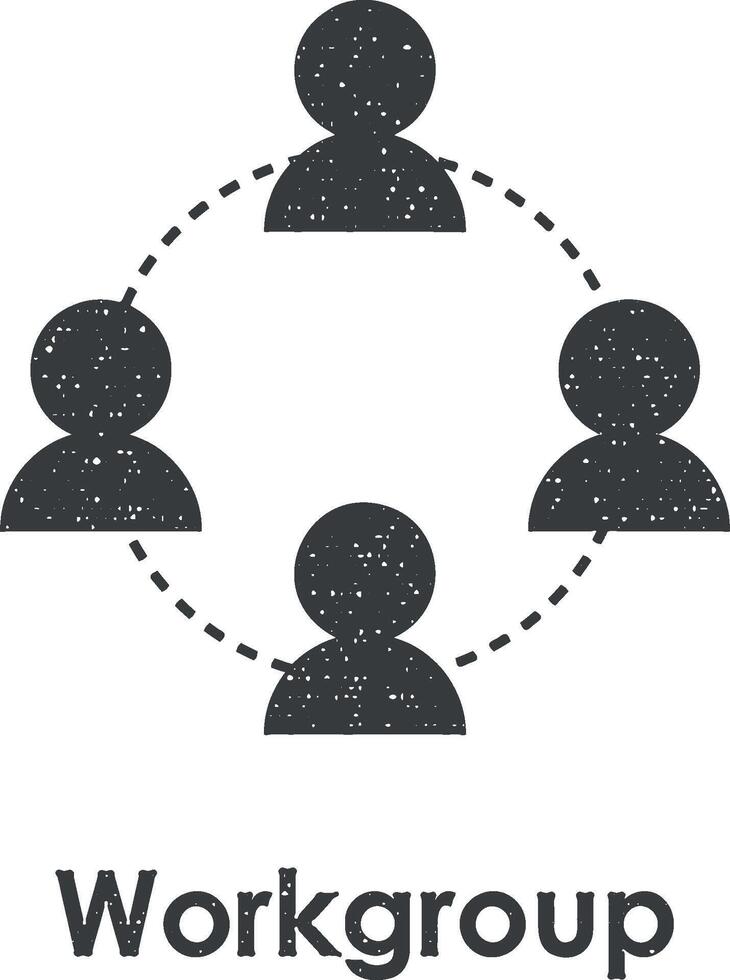 equipo, trabajo grupo vector icono ilustración con sello efecto
