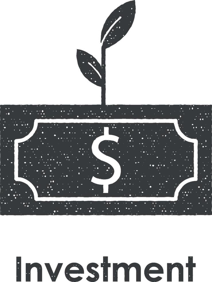 bill, usd, sprout vector icon illustration with stamp effect