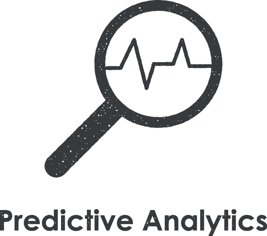 magnifier, cardiogram vector icon illustration with stamp effect