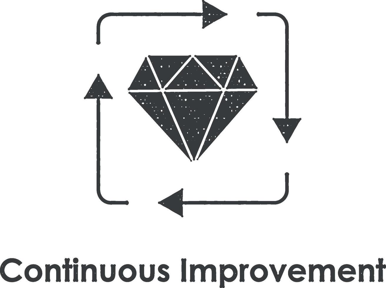 diamond, arrow, continuous improvement vector icon illustration with stamp effect