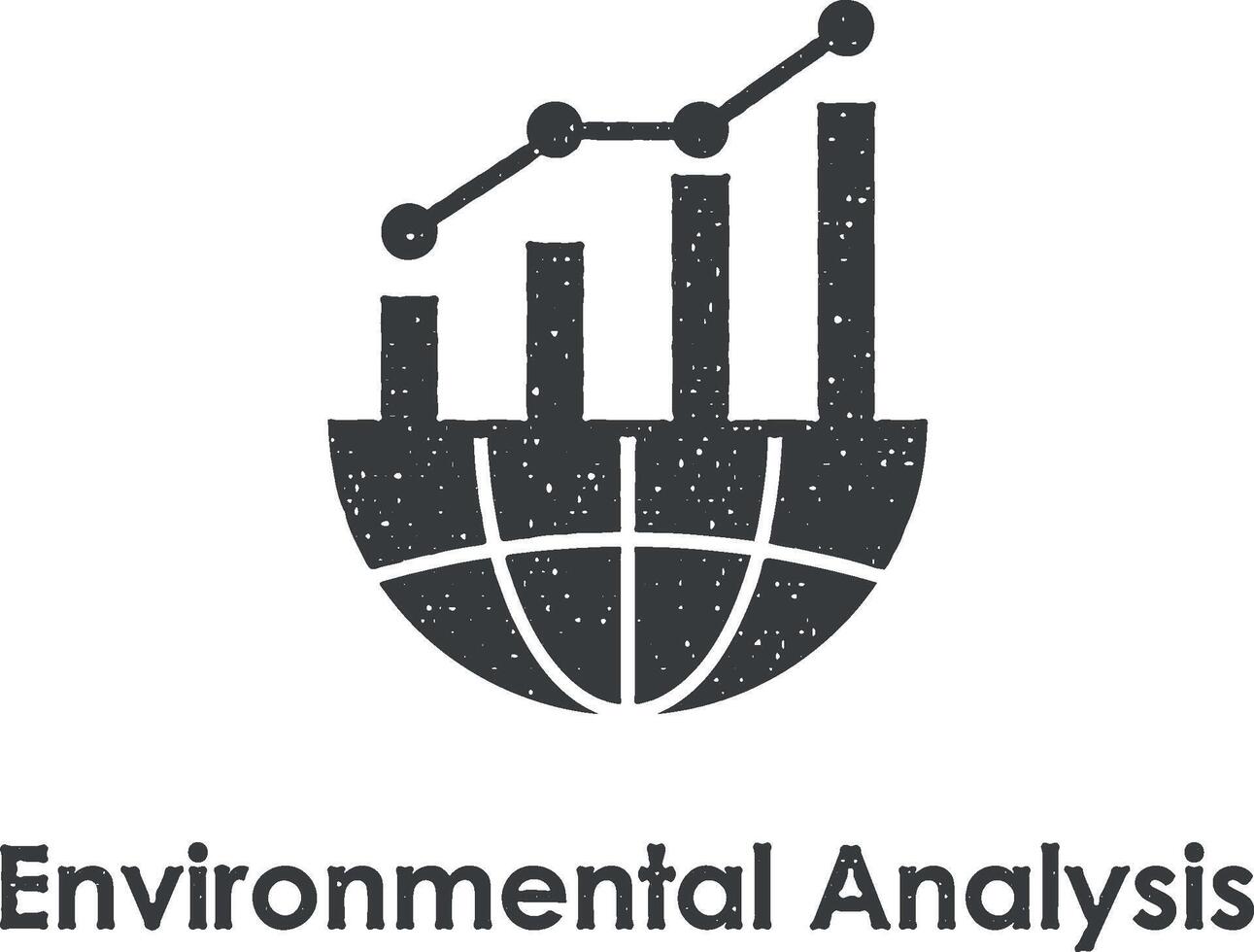 global, chart, environmental analysis vector icon illustration with stamp effect