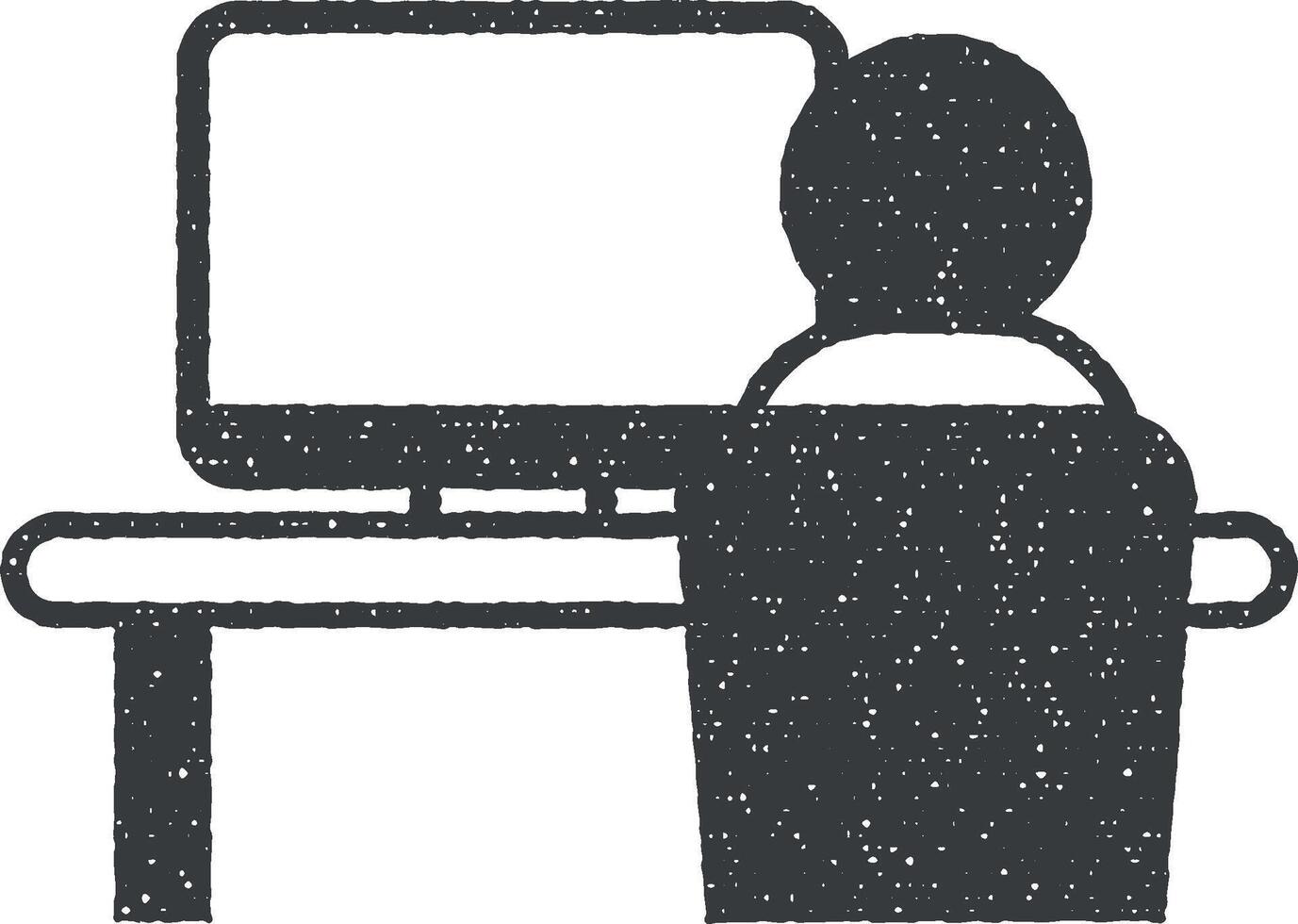 hombre computadora vector icono ilustración con sello efecto