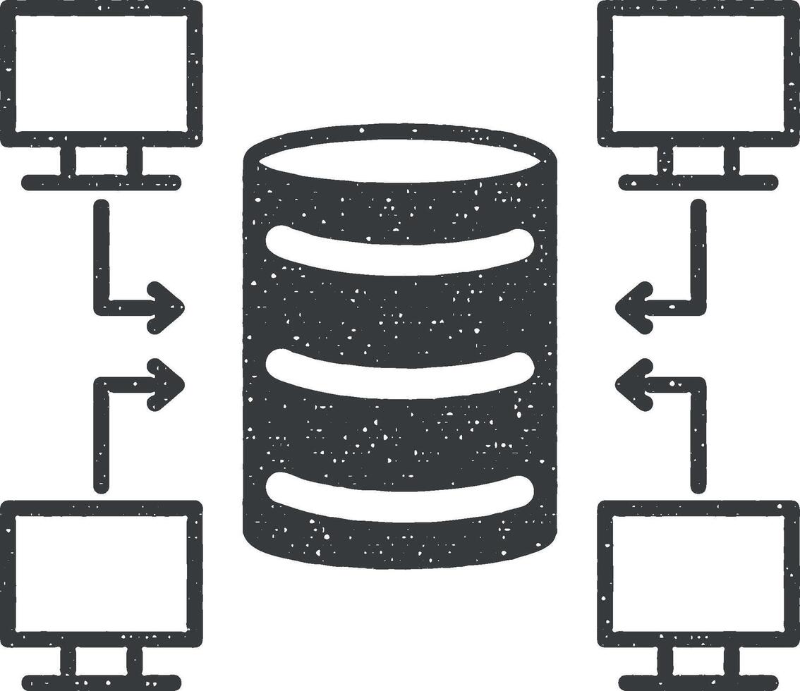 datos tecnología vector icono ilustración con sello efecto