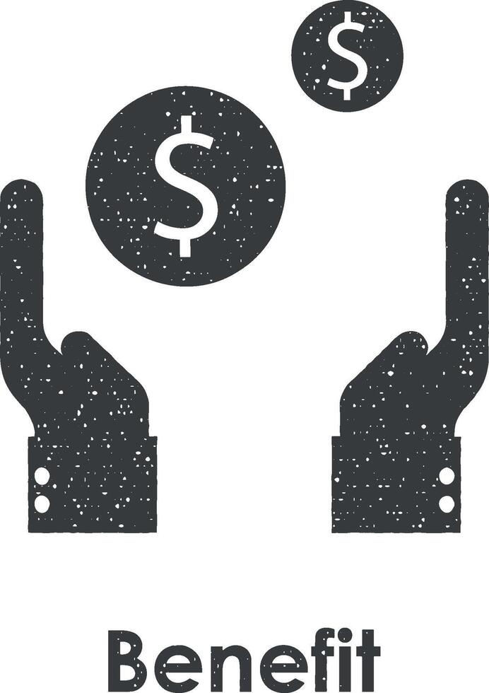 mano, dólar, moneda vector icono ilustración con sello efecto