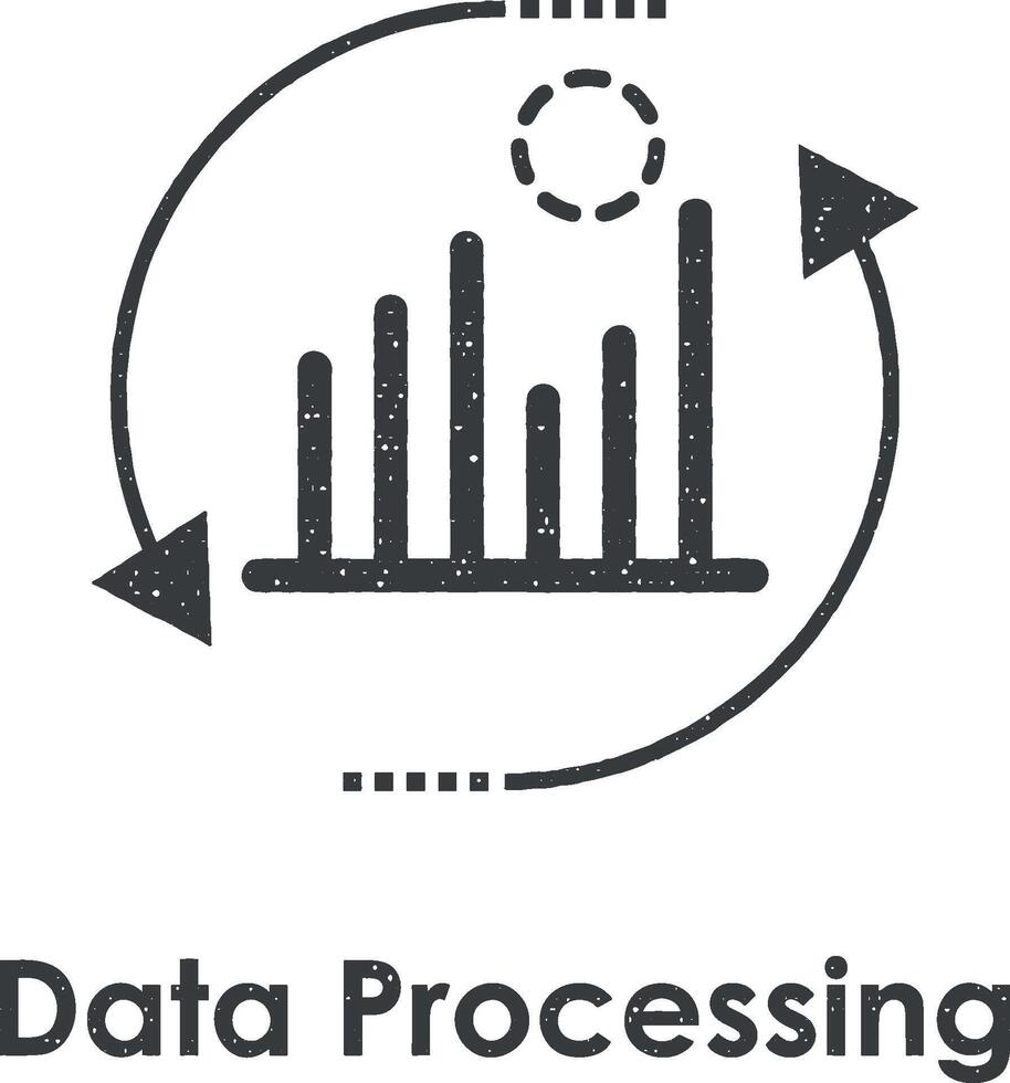 chart, arrow, data vector icon illustration with stamp effect