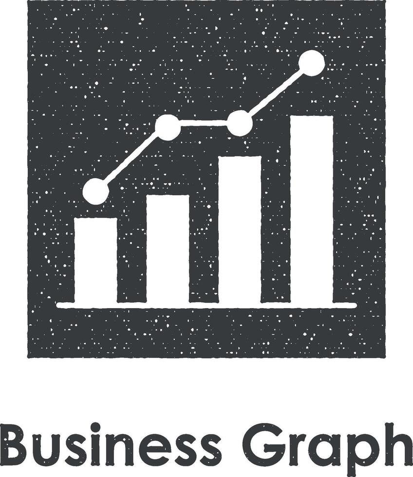 chart, business graph vector icon illustration with stamp effect