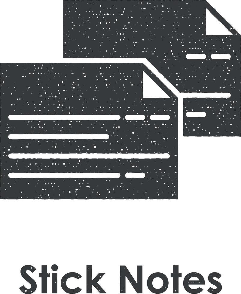 notes, paper vector icon illustration with stamp effect