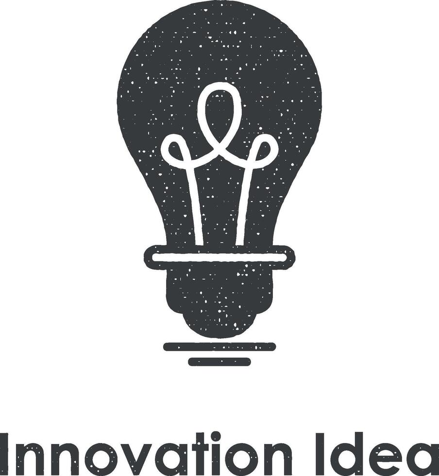 bulb, light, creative vector icon illustration with stamp effect