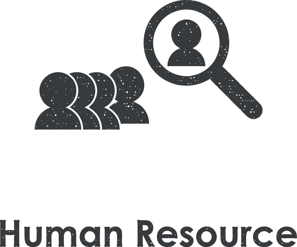 search, magnifier, human resource vector icon illustration with stamp effect
