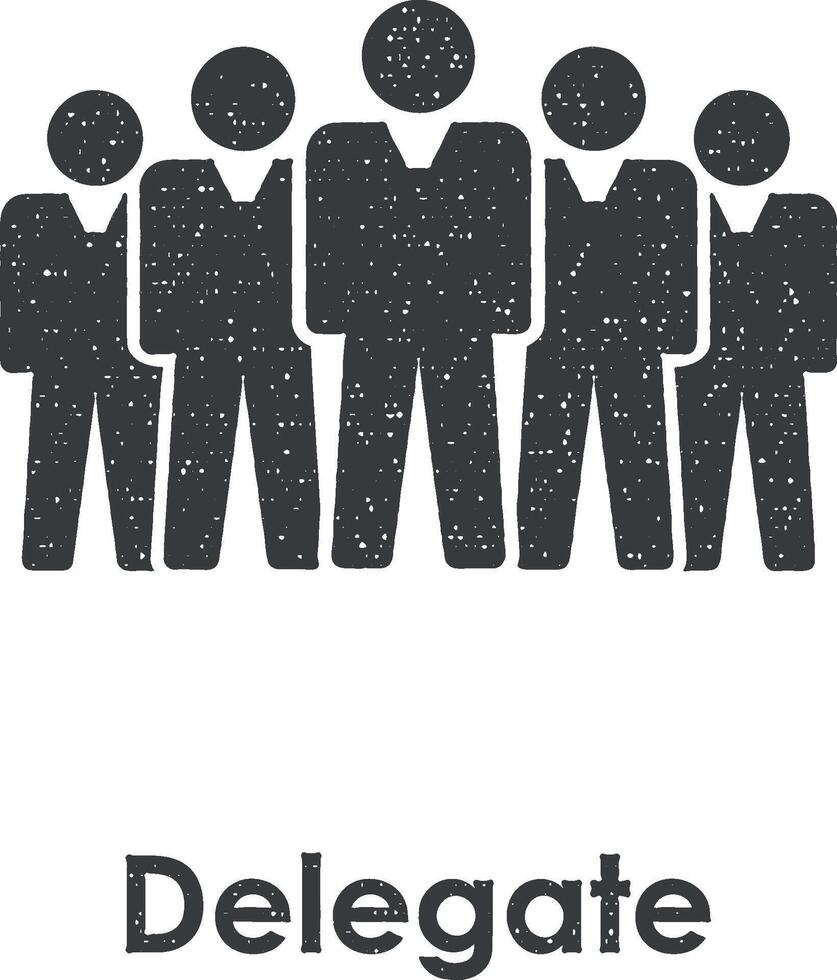 people, delegate vector icon illustration with stamp effect