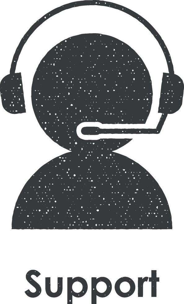 user, headphones, support vector icon illustration with stamp effect