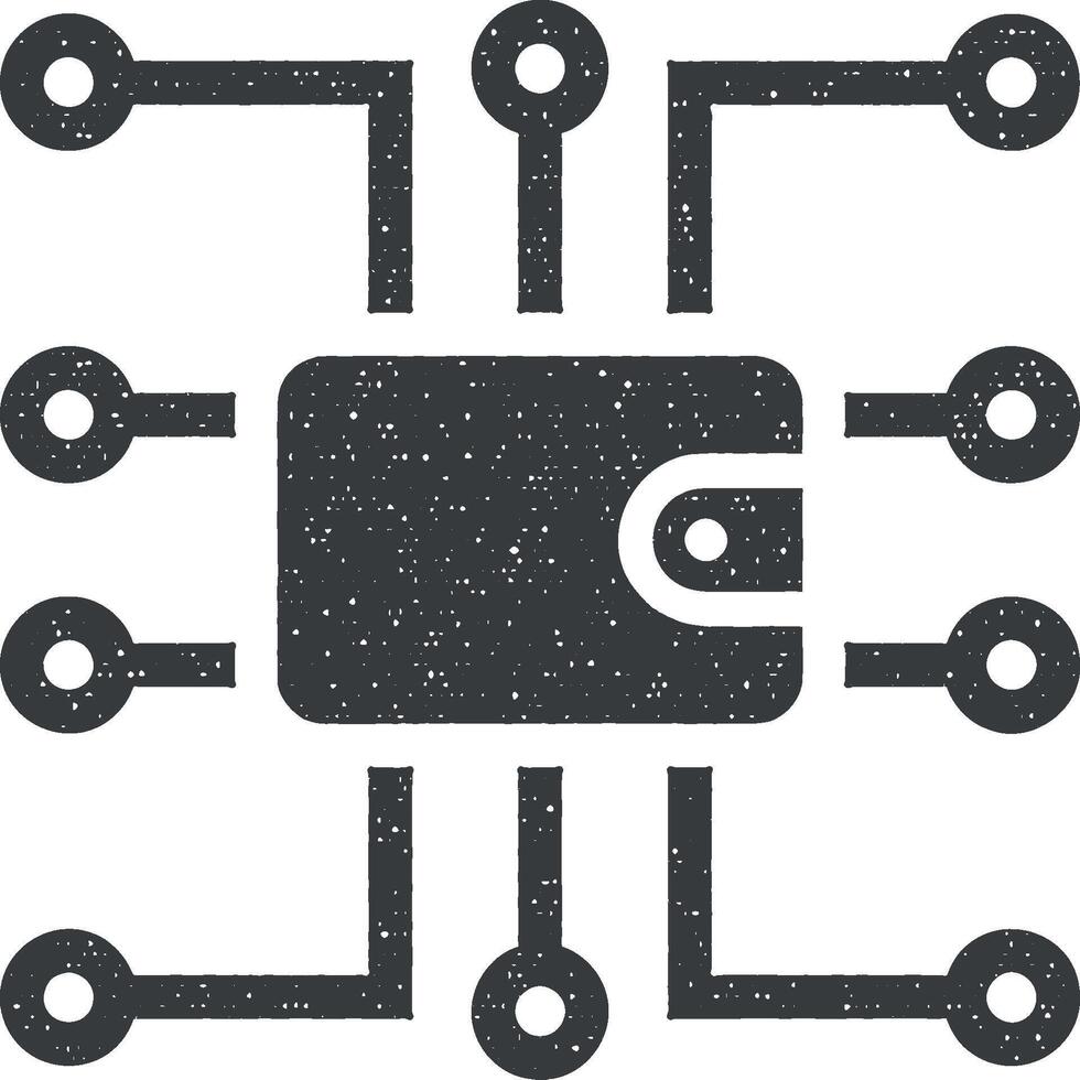 Cryptocurrency, digital wallet, e commerce, online banking concept, online money protection vector icon illustration with stamp effect