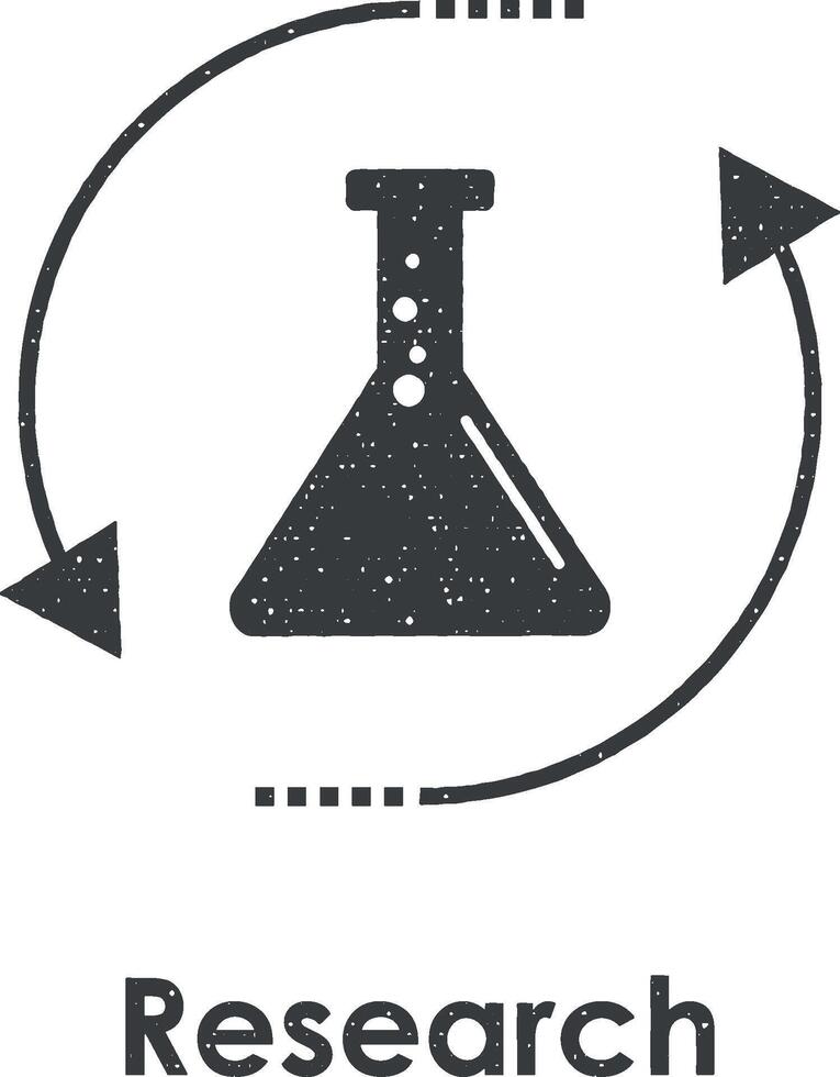 flask, arrow, circle vector icon illustration with stamp effect