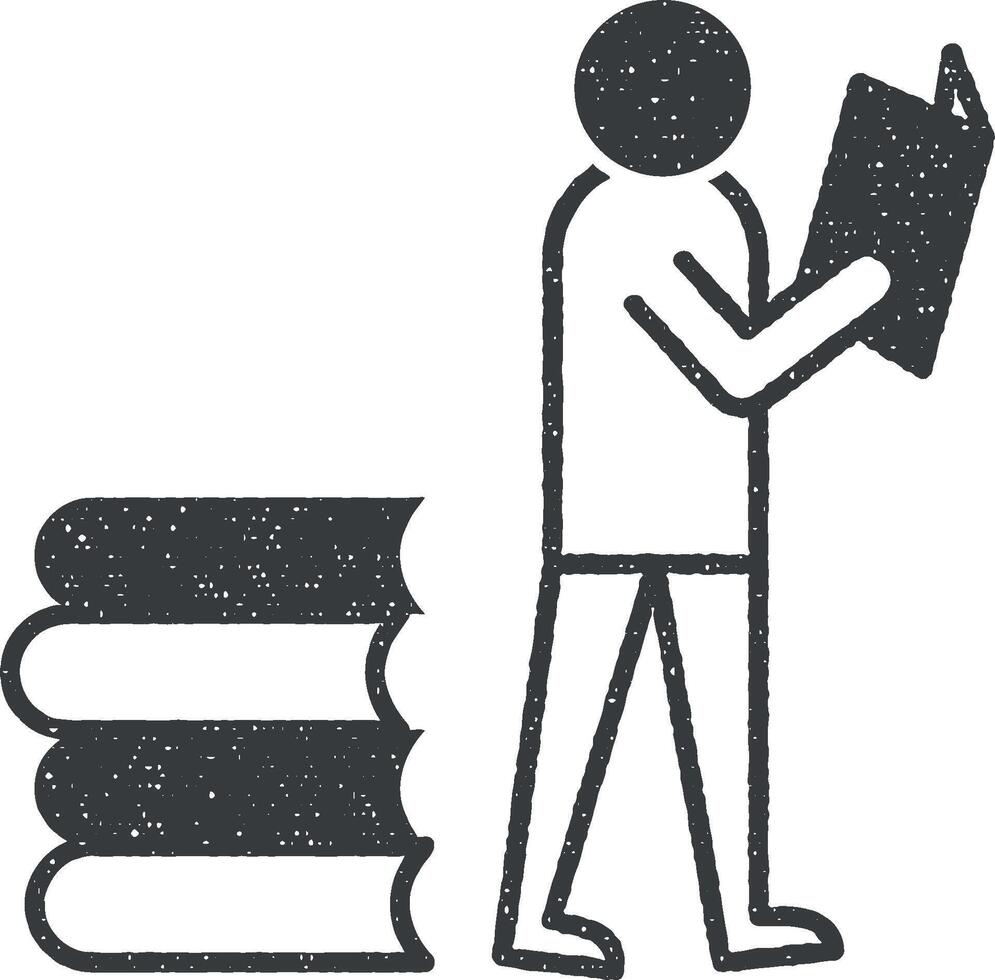 book read vector icon illustration with stamp effect