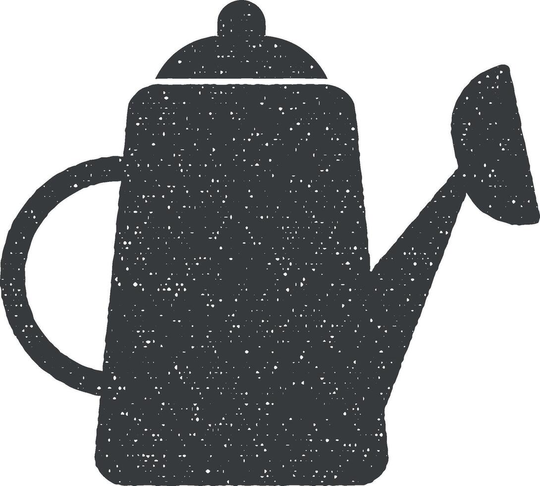 garden watering can vector icon illustration with stamp effect