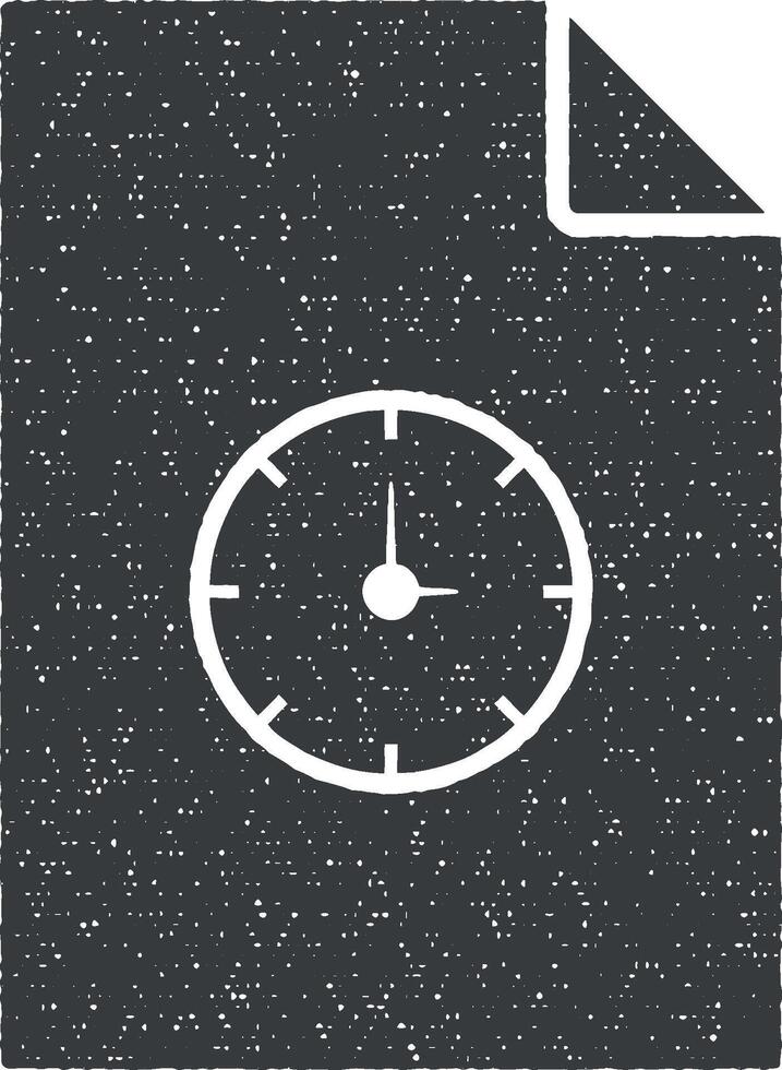 clock on document vector icon illustration with stamp effect