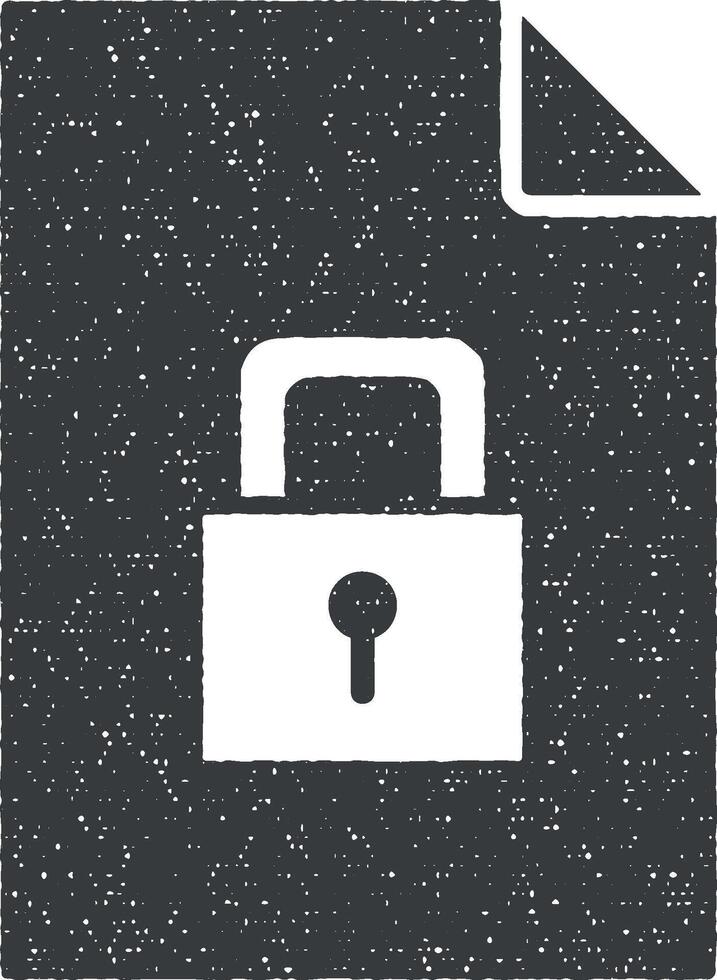 lock on document vector icon illustration with stamp effect