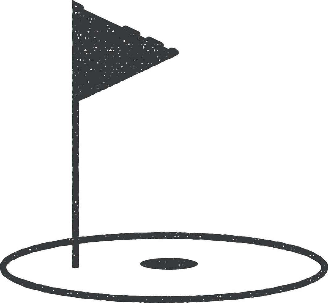 Golf hole, golf flag, sport vector icon illustration with stamp effect