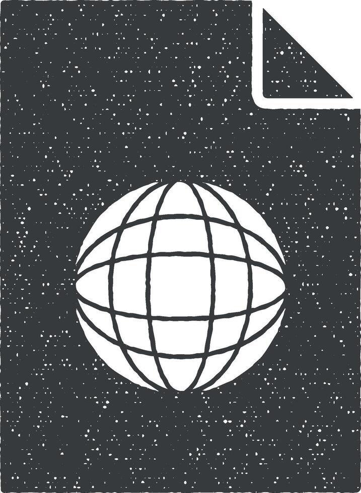 globe on document vector icon illustration with stamp effect