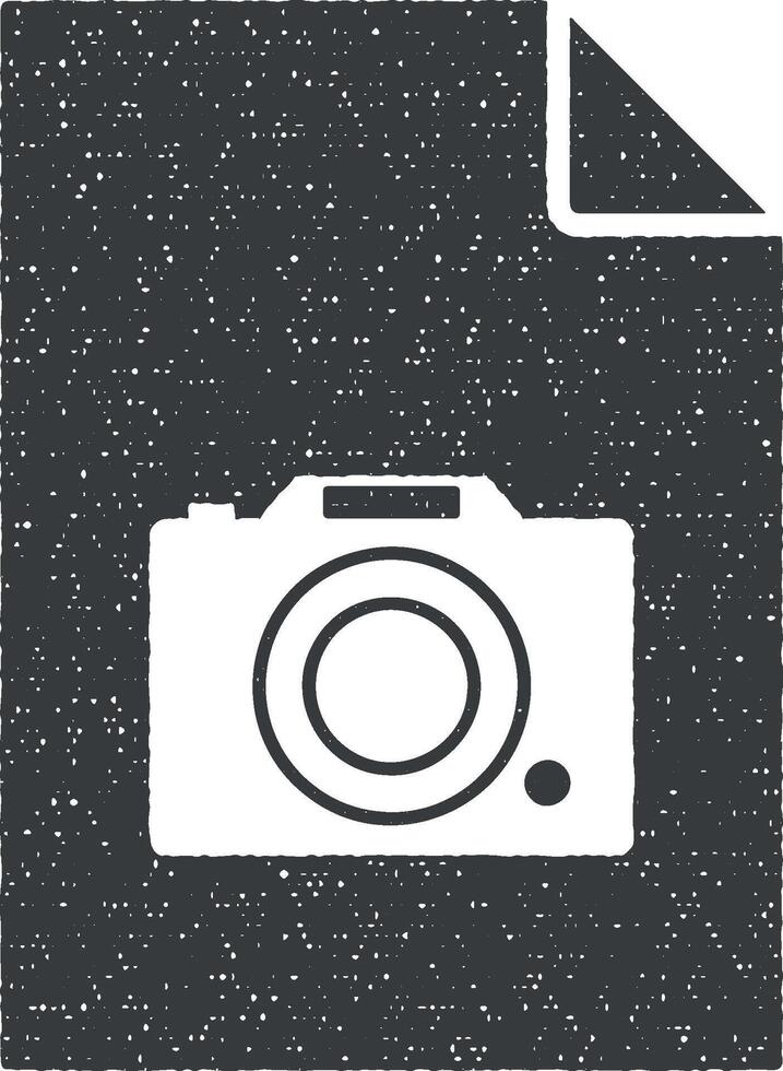 camera on document vector icon illustration with stamp effect