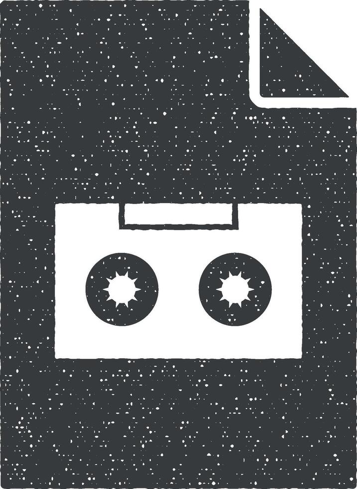 cassette on document vector icon illustration with stamp effect