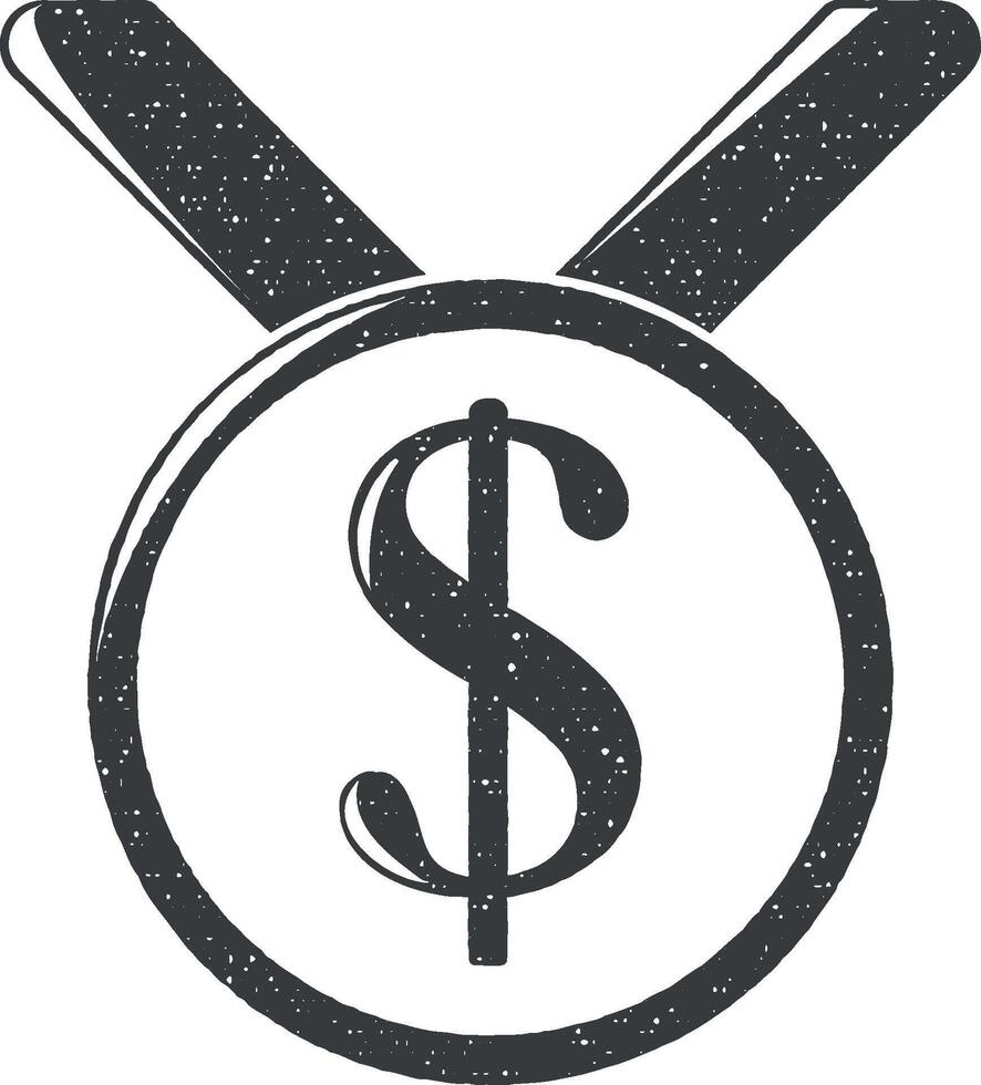 medal with a dollar sign vector icon illustration with stamp effect