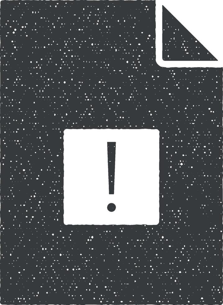 Exclamation point on document vector icon illustration with stamp effect