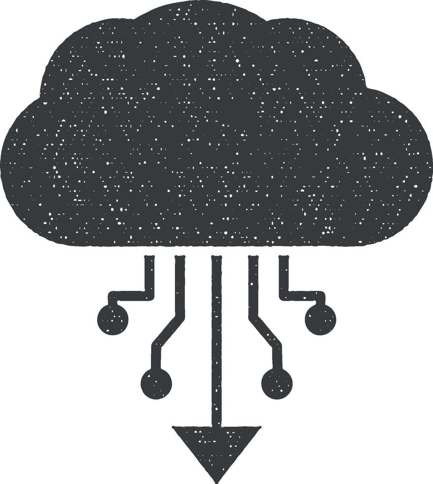 cloud, download vector icon illustration with stamp effect