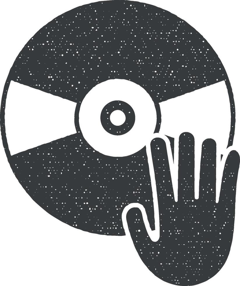 DJ s mano vector icono ilustración con sello efecto
