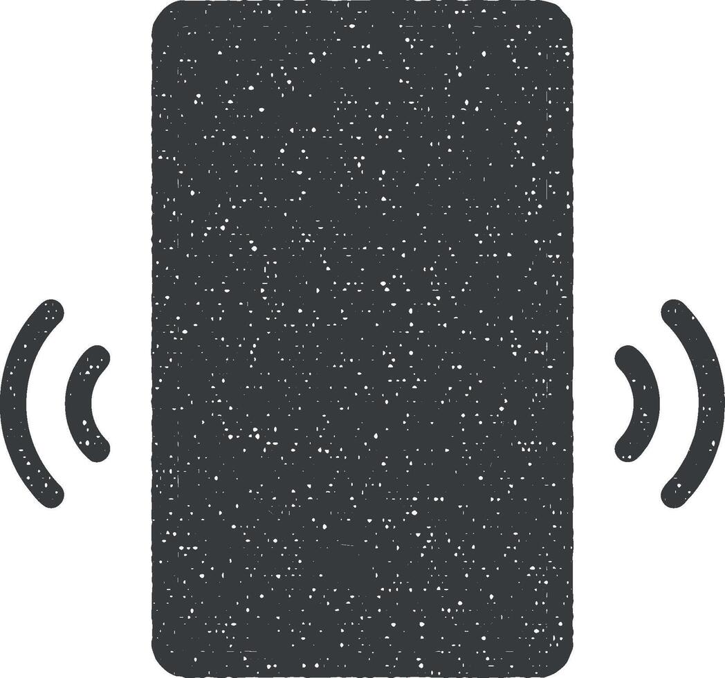 Music, speakers vector icon illustration with stamp effect