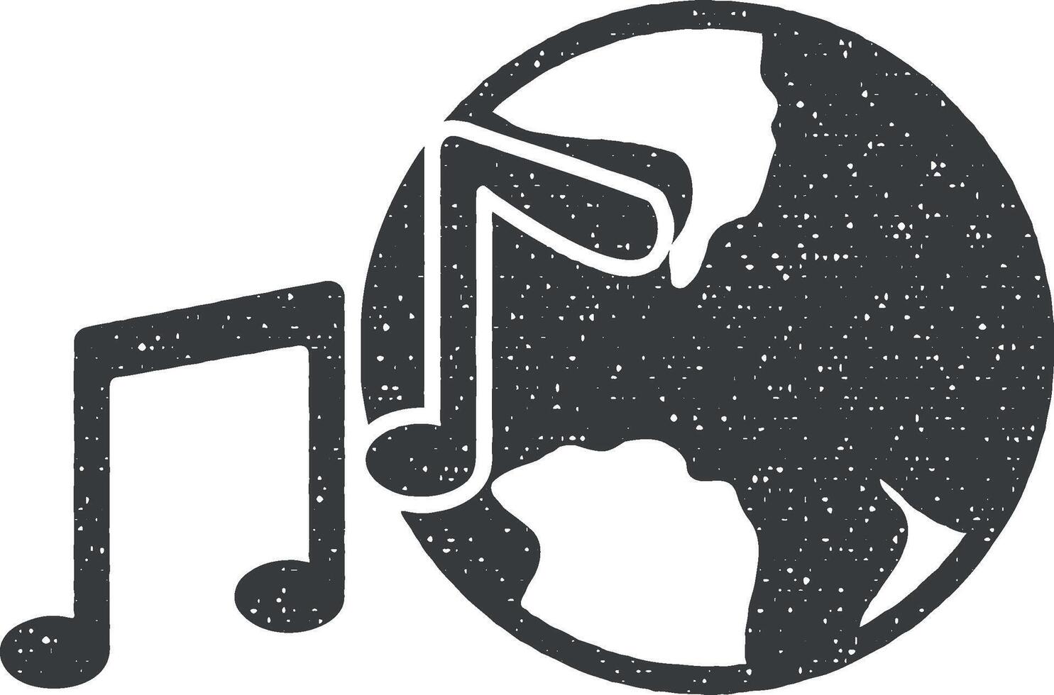 world music notes vector icon illustration with stamp effect