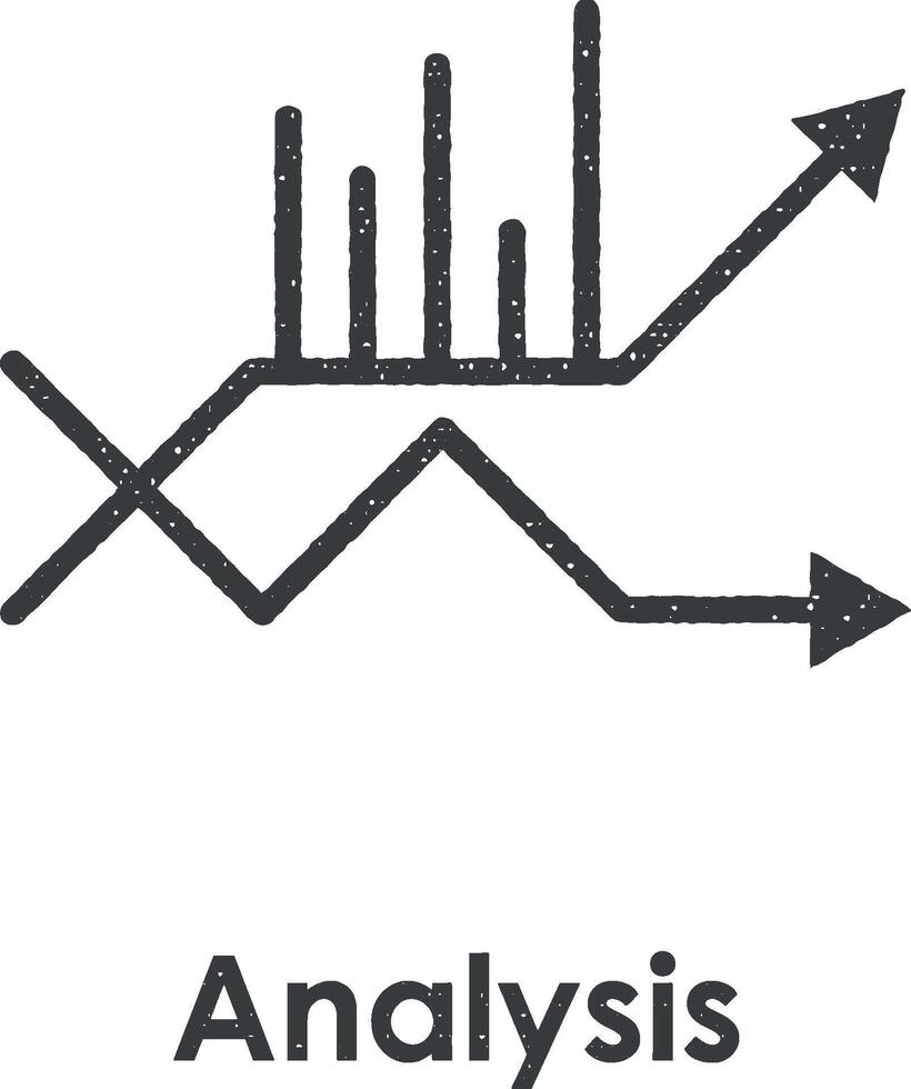 chart, data, arrow vector icon illustration with stamp effect