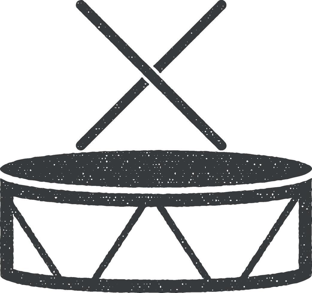 drum vector icon illustration with stamp effect