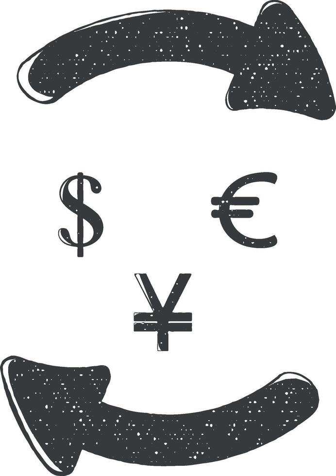 currency exchange vector icon illustration with stamp effect