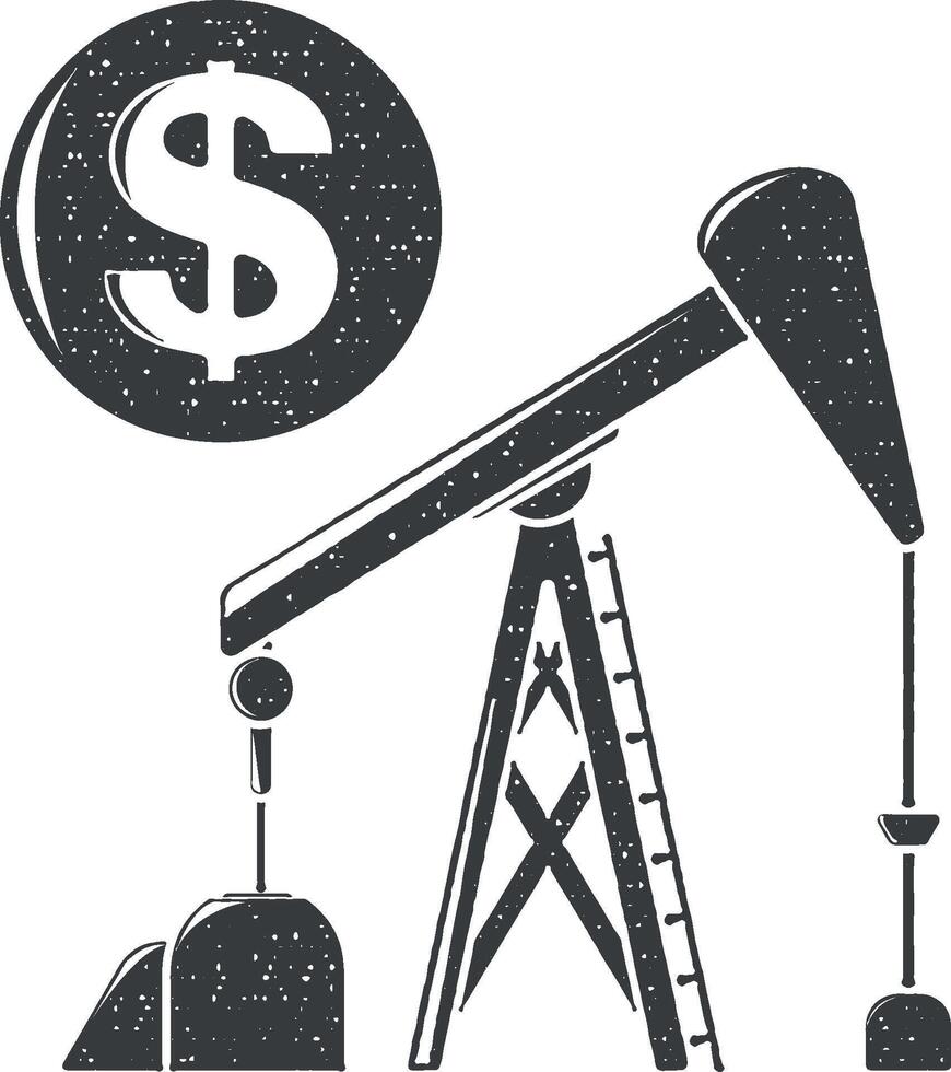 oil rigs and dollar vector icon illustration with stamp effect