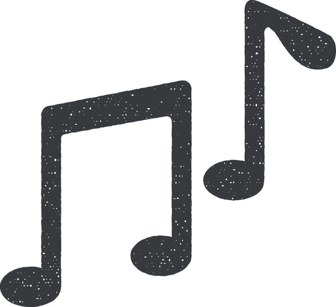 music note vector icon illustration with stamp effect