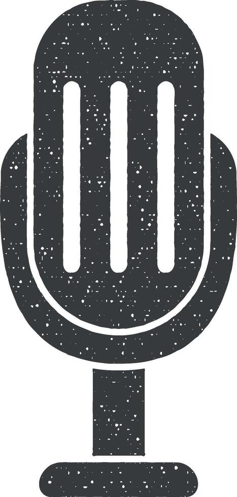 microphone vector icon illustration with stamp effect