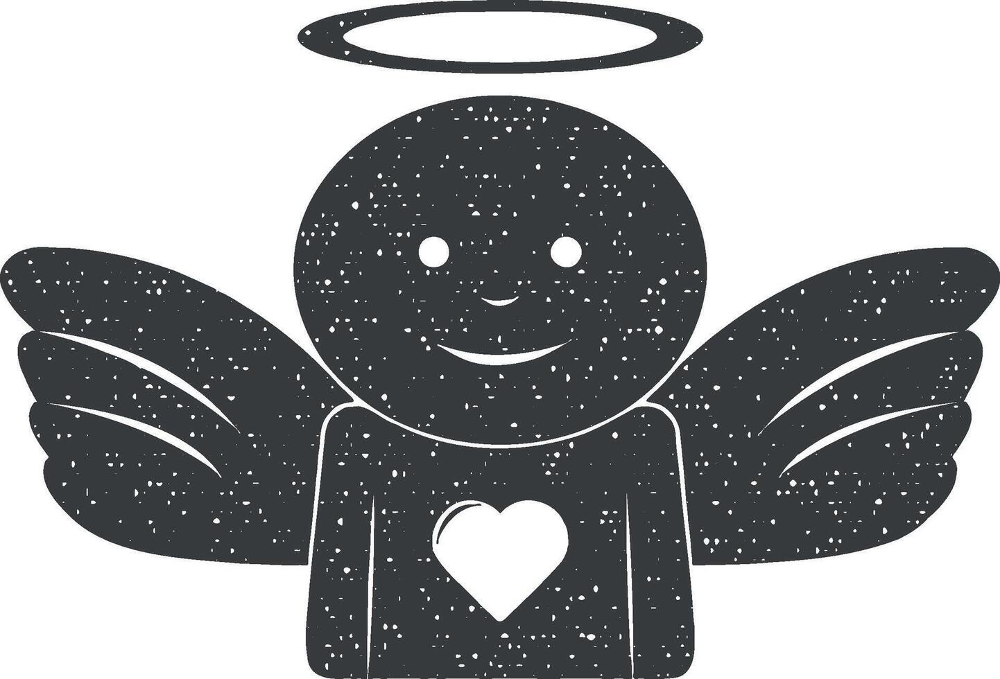 ángel con corazón vector icono ilustración con sello efecto