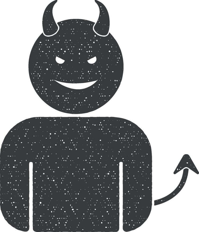 demon vector icon illustration with stamp effect