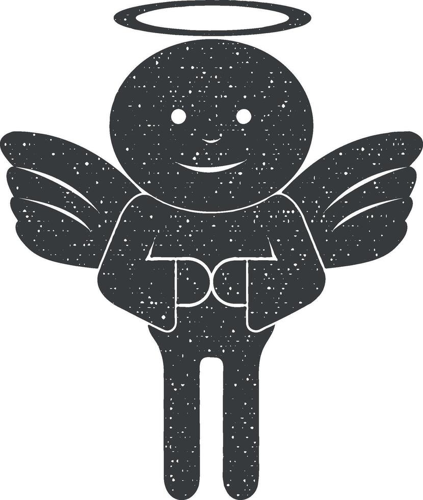 angel vector icon illustration with stamp effect