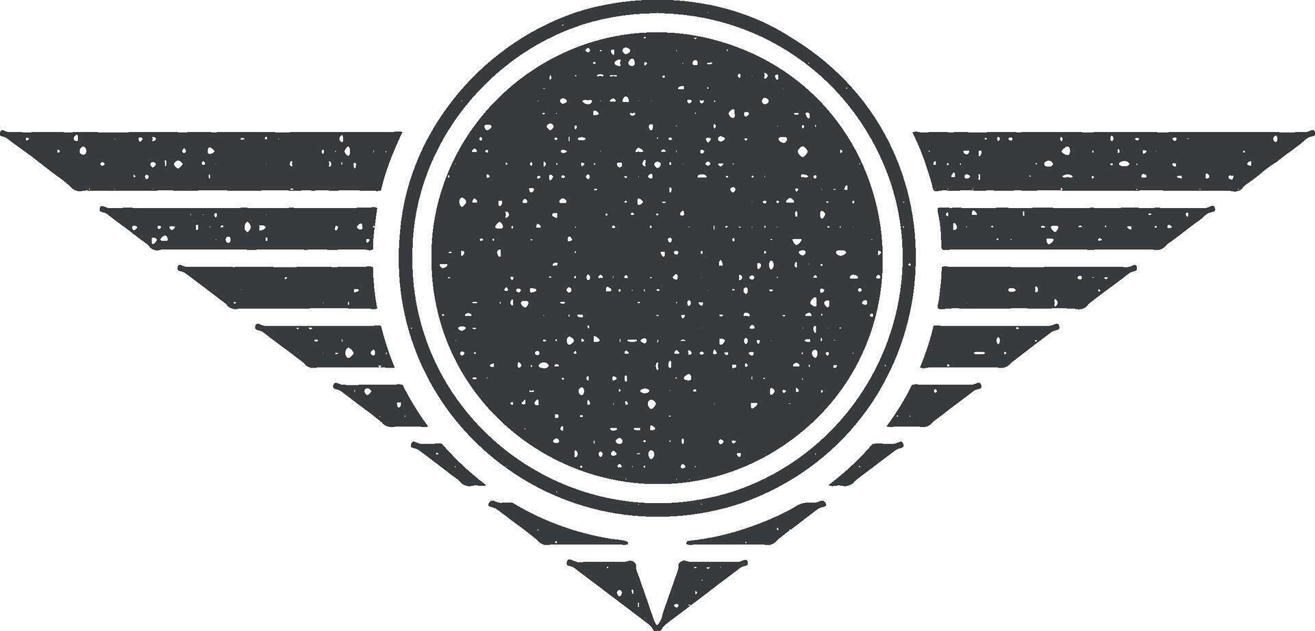 star of a military pilot vector icon illustration with stamp effect