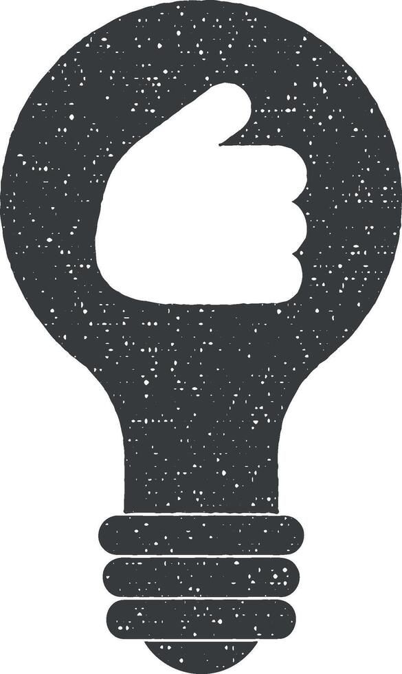 light bulb and hand vector icon illustration with stamp effect