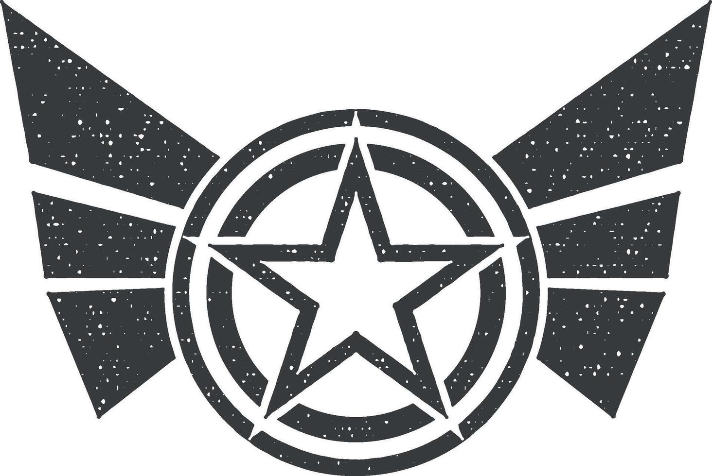 star with wings vector icon illustration with stamp effect