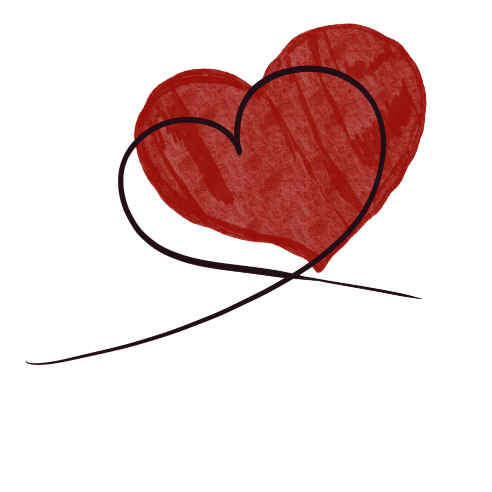 a heart with a black line around it png