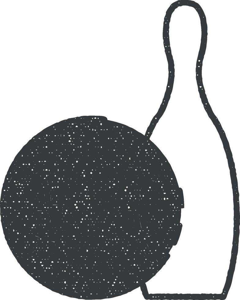 Bowling, sport vector icon illustration with stamp effect