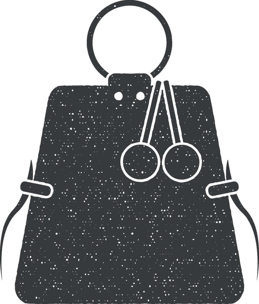 ladies handbag vector icon illustration with stamp effect
