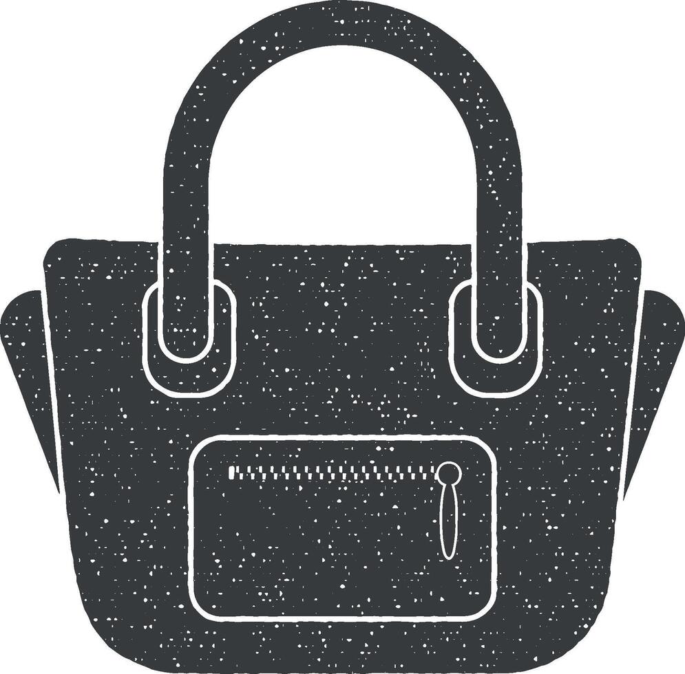 handbag with lock vector icon illustration with stamp effect